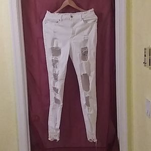 White jean cut pants